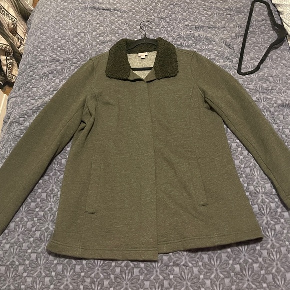 J. Jill Olive Pea Coat with Dark Collar - Picture 1 of 8